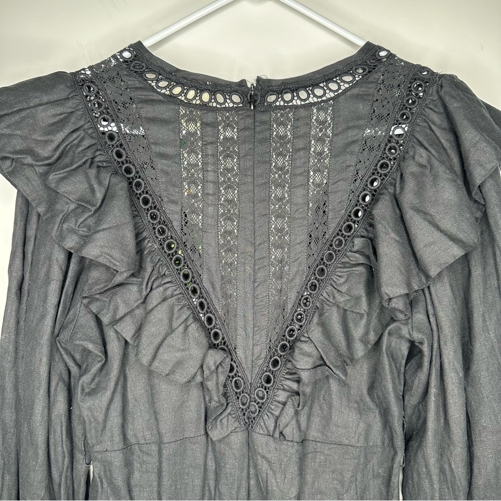 NWT Farm Rio Anthropologie Lace And Ruffles Black Jumpsuit Size XS - Picture 11 of 12